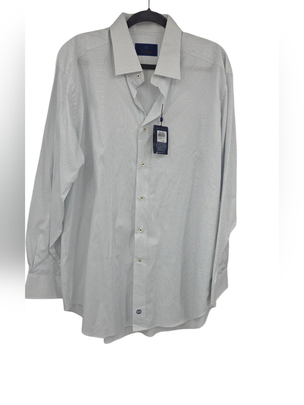 New David Donahue Navy And White Dot Shirt 17.5 34/35